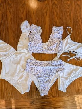 Bride Swimwear Bundle Size Small – White Bachelorette Honeymoon Pool Outfits